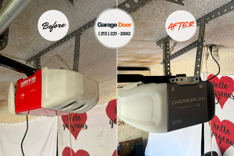 Before and after: garage door repair Cleveland, NC